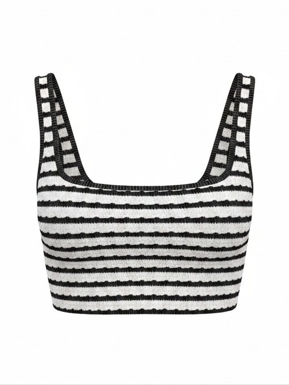 NWT! 21 Saints Striped Knit Cropped Tank Top - Black & White - Picture 1 of 4